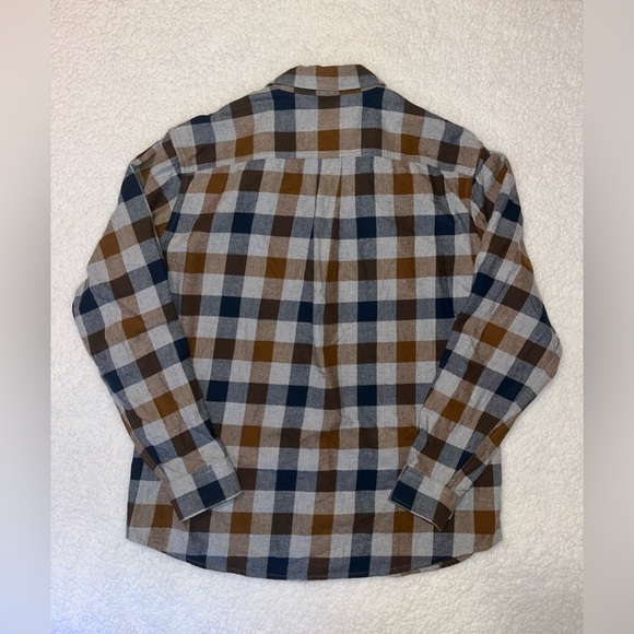 Eddie Bauer Plaid Flannel Button Down Classic Fit Shirt Blue Brown Men’s Large - Picture 2 of 6